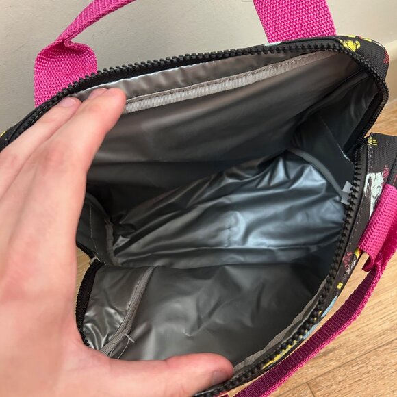 Betsey Johnson Insulated Lunch Box Tote Bag Neon Dogs Pugs with Glasses Rare - Picture 6 of 7